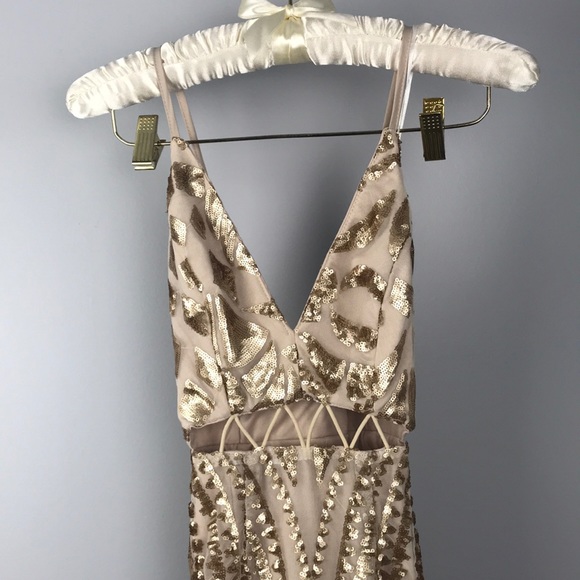 Morning Mist golden sequins dress US Sz 2 - Picture 2 of 8